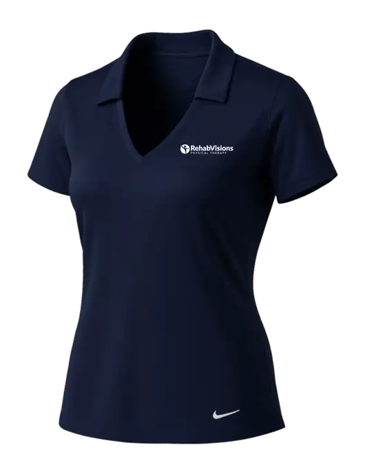 NIKE Dark Navy Womens Dri-Fit Vertical Mesh Polo w/RV Physical Therapy Logo