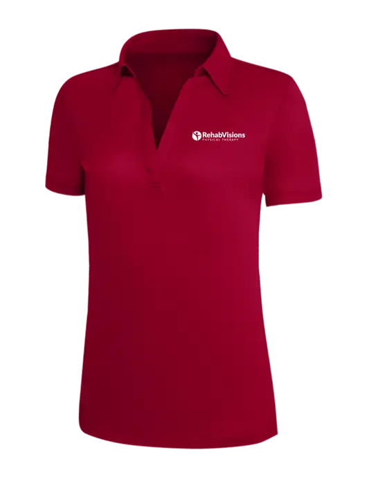 Red Silk Touch Womens Performance Polo w/RV Physical Therapy Logo