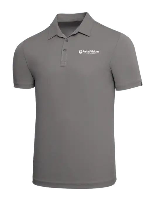 TravisMathew Grey Solid Oceanside Polo w/RV Physical Therapy Logo