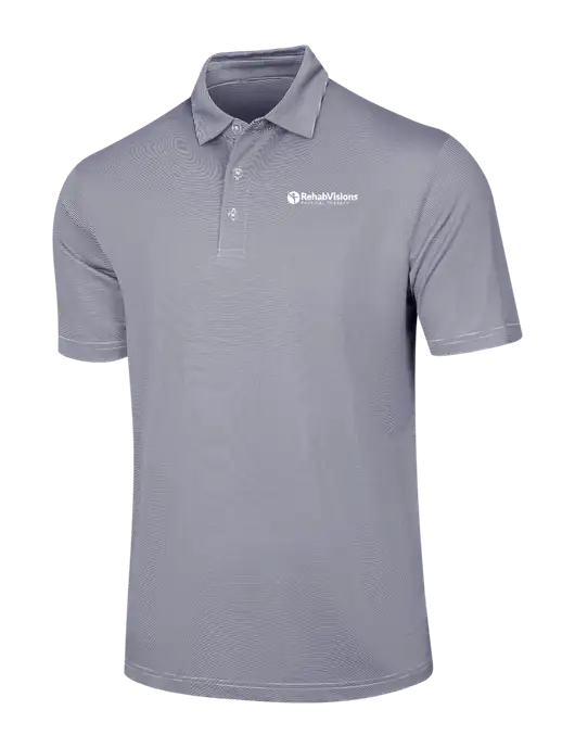 Callaway Navy Fine Line Stripe Polo w/RV Physical Therapy Logo