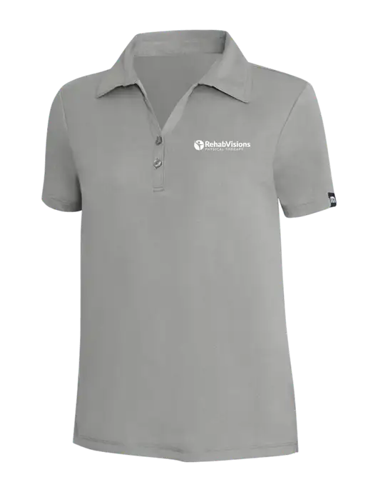 TravisMathew Light Grey Heather Womens Coto Performance Polo w/RV Physical Therapy Logo
