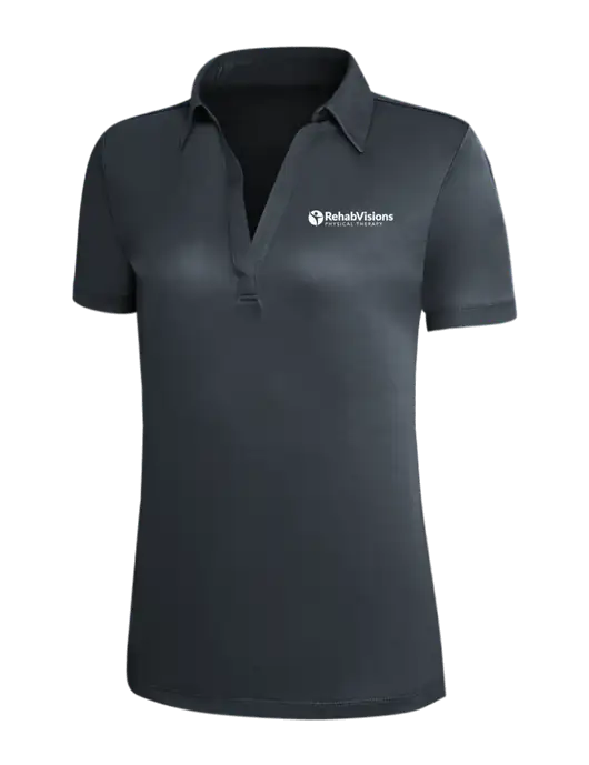 Dark Grey Silk Touch Womens Performance Polo w/RV Physical Therapy Logo