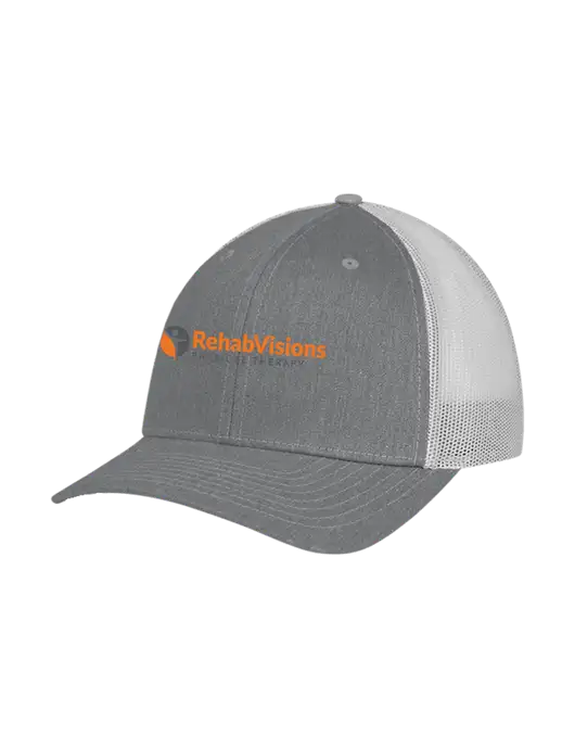 Richardson Adjustable Snapback Original 112 Trucker Cap Heather Grey w/Light Grey Mesh w/RV Physical Therapy Logo