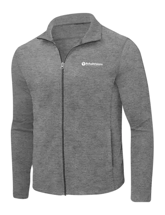 Medium Grey Heather Microfleece Full-Zip Jacket w/RV Physical Therapy Logo