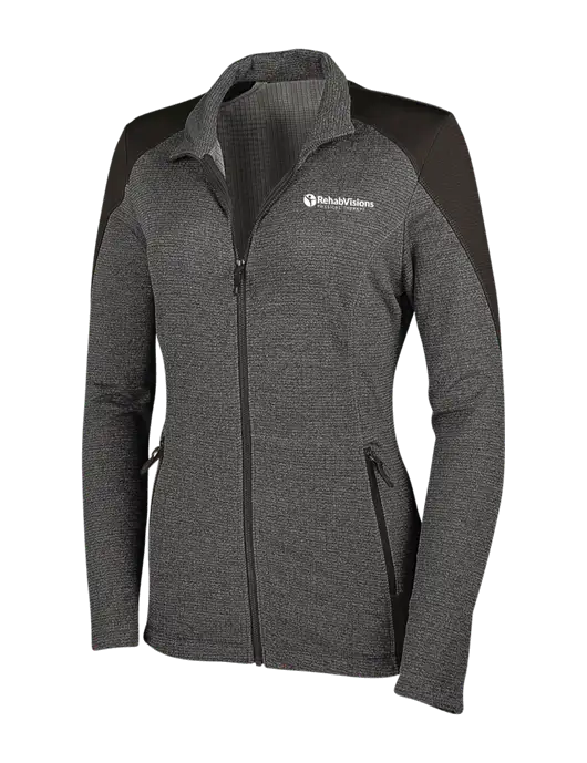 Medium Grey Heather Womens Grid Fleece Jacket w/RV Physical Therapy Logo