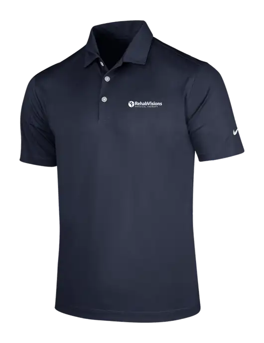 NIKE Dark Navy Dri-Fit Vertical Mesh Polo w/RV Physical Therapy Logo