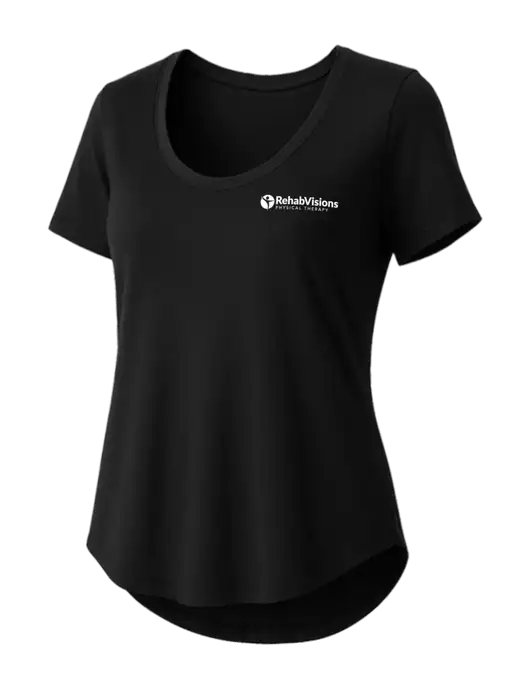 Mercer+Mettle Womens Black Stretch Jersey Relaxed Scoop w/RV Physical Therapy Logo