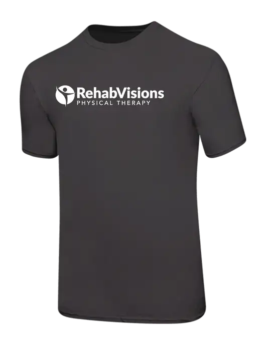 Ring Spun Charcoal 4.5 oz T-Shirt w/RV Physical Therapy Logo