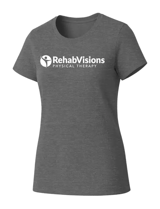 Womens Seriously Soft Grey Frost T-Shirt w/RV Physical Therapy Logo