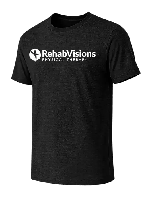 BELLA+CANVAS Black Heather CVC Short Sleeve Tee w/RV Physical Therapy Logo