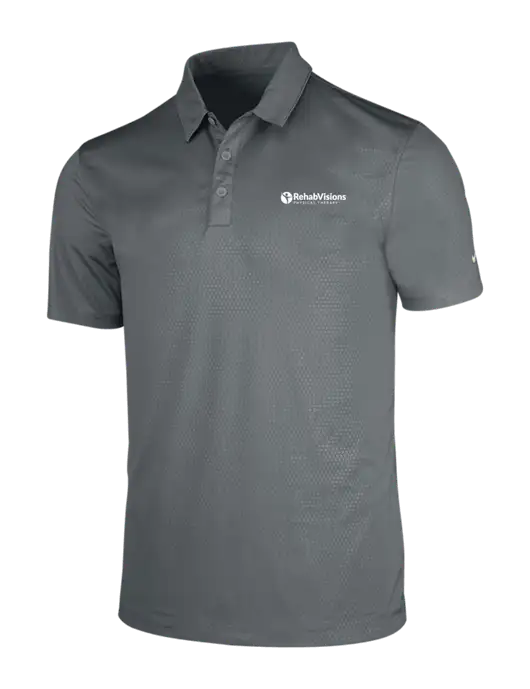 NIKE Medium Grey Dri-Fit Embossed Tri-Blade Polo w/RV Physical Therapy Logo