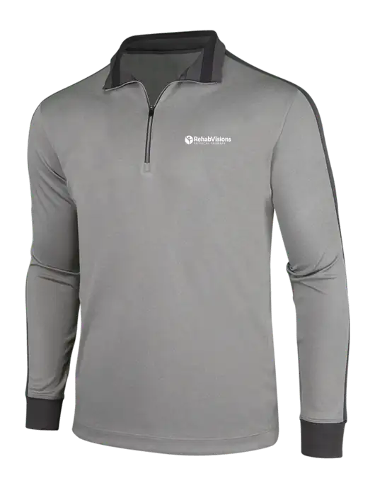 NIKE Athletic Grey/Heather Dark Grey Dry-Fit 1/2 Zip Cover-Up w/RV Physical Therapy Logo