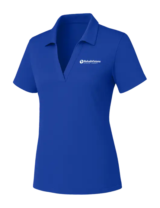 Womens Dark Royal PosiCharge RacerMesh Polo w/RV Physical Therapy Logo