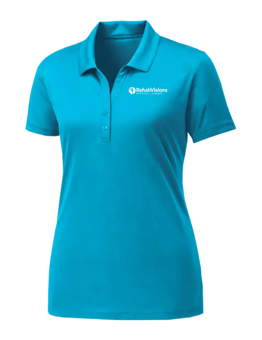 Womens Sapphire Blue PosiCharge Competitor Polo w/RV Physical Therapy Logo