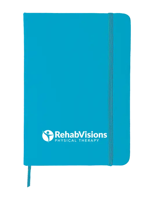 Light Blue Comfort Touch Bound Journal 5" X 7" w/RV Physical Therapy Logo