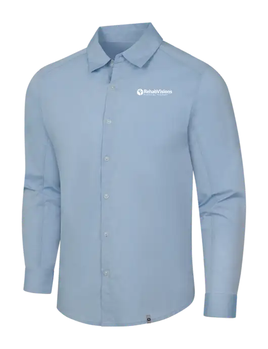 OGIO Light Blue Commuter Woven Shirt w/RV Physical Therapy Logo