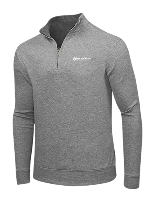 Medium Heather Grey/Charcoal Heather Interlock 1/4 Zip w/RV Physical Therapy Logo