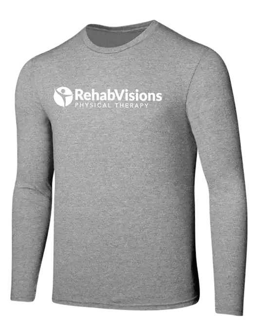 Seriously Soft Light Heathered Grey Long Sleeve T-Shirt w/RV Physical Therapy Logo