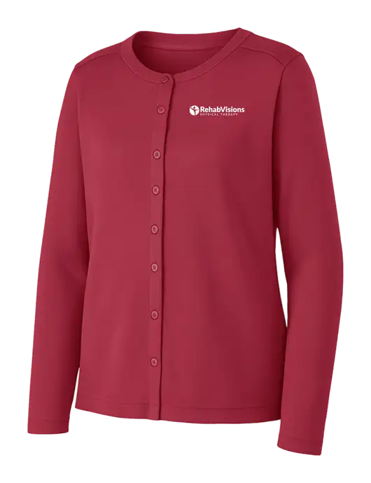 Rich Red Womens Concept Stretch Button-Front Cardigan Sweater w/RV Physical Therapy Logo