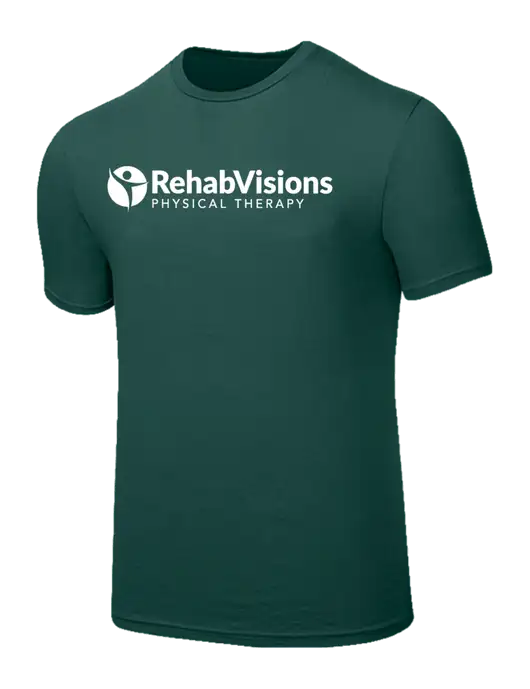 Seriously Soft Dark Green T-Shirt w/RV Physical Therapy Logo
