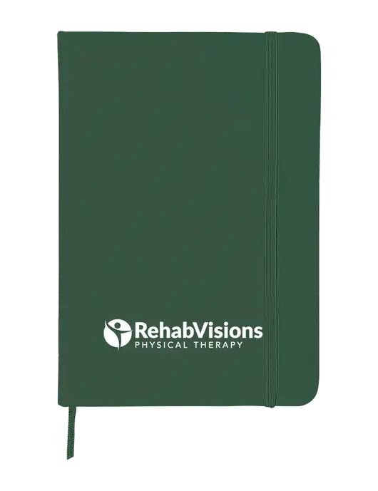 Dark Green Comfort Touch Bound Journal 5" X 7" w/RV Physical Therapy Logo