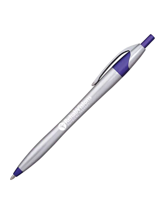 Novella Purple/Chrome Bright Pen - Blue Ink w/RV Physical Therapy Logo