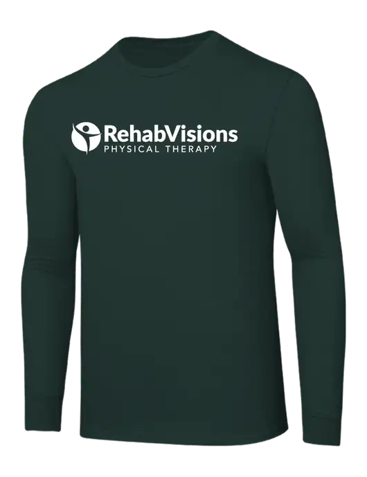 Core Blend Dark Green Long Sleeve Tee w/RV Physical Therapy Logo