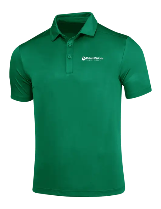 Kelly Green Posi-UV Pro Polo w/RV Physical Therapy Logo