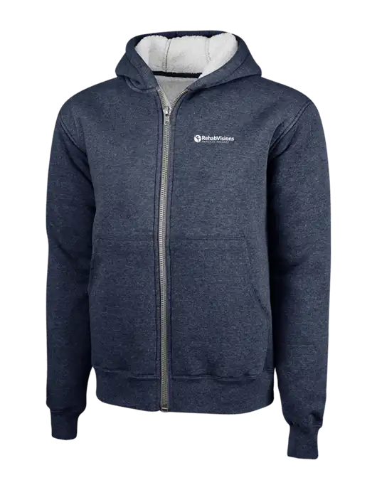 Cornerstone Navy Heavyweight Sherpa Lined Hooded Fleece Jacket w/RV Physical Therapy Logo
