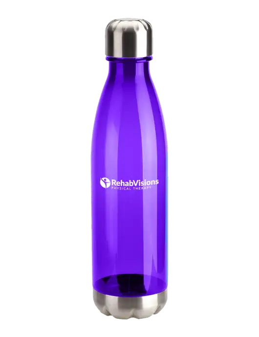 Bayside Tritan Purple 25 oz Bottle with Stainless Base and Cap w/RV Physical Therapy Logo