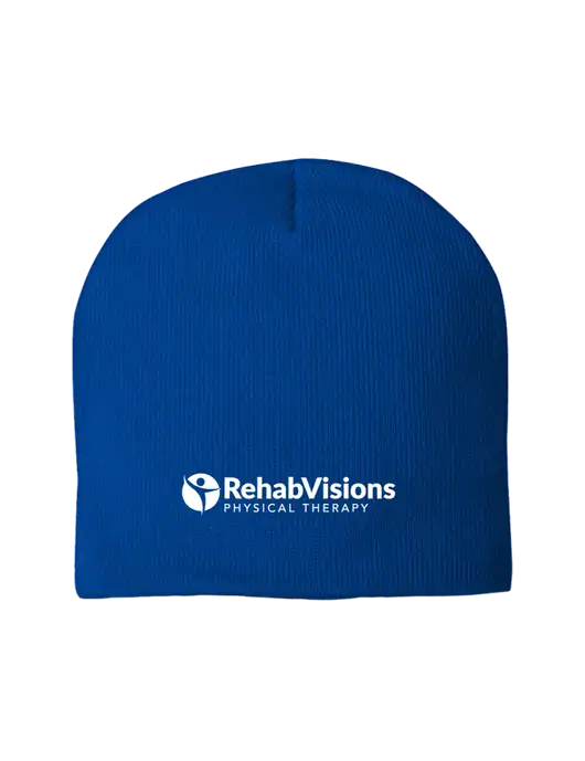 Solid Royal Element Knit Beanie w/RV Physical Therapy Logo