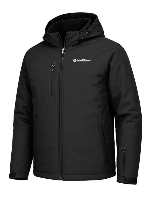 Cold Weather Vortex Black/ Black Waterproof 3-in-1 Jacket with Detachable Hood w/RV Physical Therapy Logo, RV Physical Therapy Logo