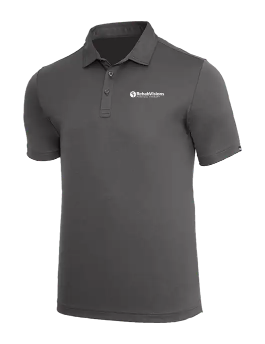 TravisMathew Med Dark Grey Coto Performance Polo w/RV Physical Therapy Logo