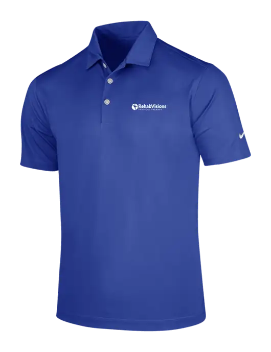 NIKE Dark Royal Dri-Fit Vertical Mesh Polo w/RV Physical Therapy Logo