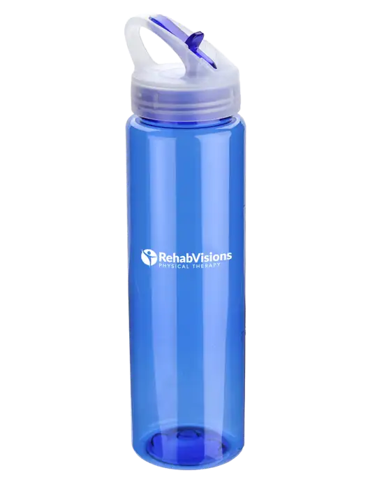 Buddy Blue 32 oz PET Bottle with Flip Lid w/RV Physical Therapy Logo