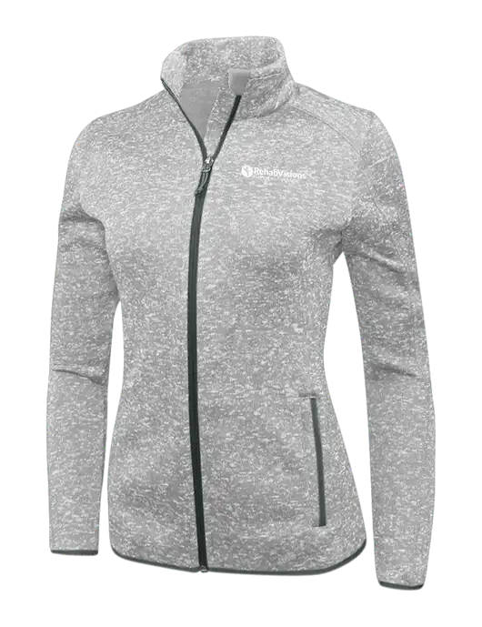 Grey Heather Womens Sweater Fleece Jacket w/RV Physical Therapy Logo