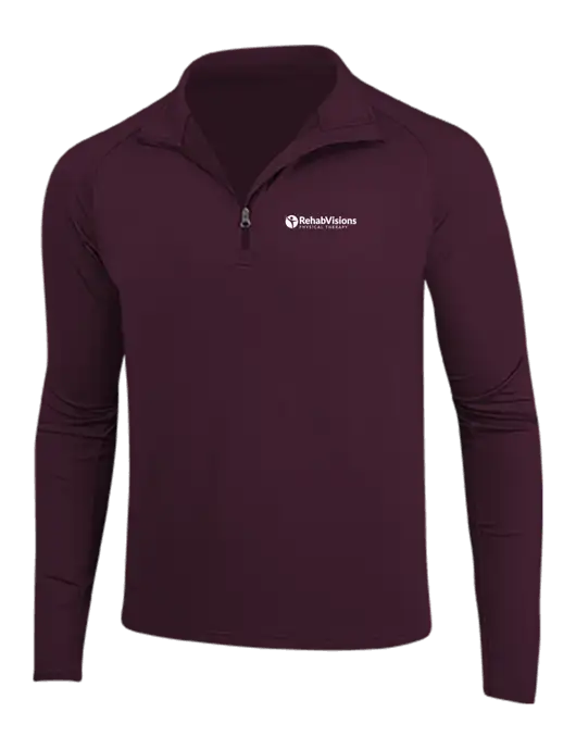 Maroon Sport Wick Stretch 1/4 Zip Pullover w/RV Physical Therapy Logo