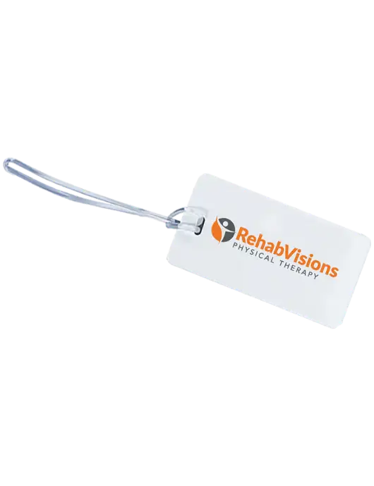 Flyaway White Luggage Tag w/RV Physical Therapy Logo