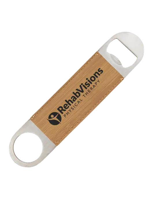 Bamboo Leatherette Bottle Opener w/RV Physical Therapy Logo