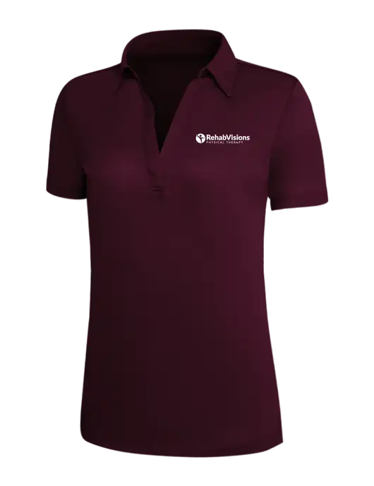 Maroon Silk Touch Womens Performance Polo w/RV Physical Therapy Logo