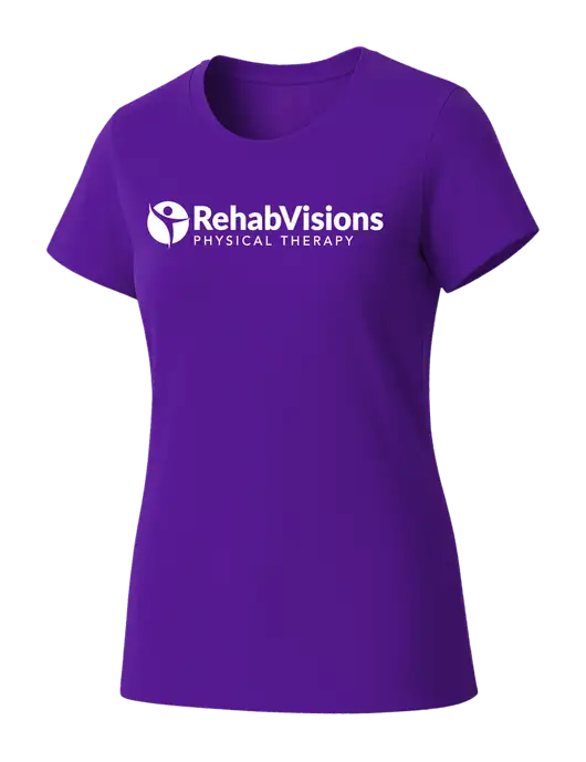 Womens Seriously Soft Purple T-Shirt w/RV Physical Therapy Logo