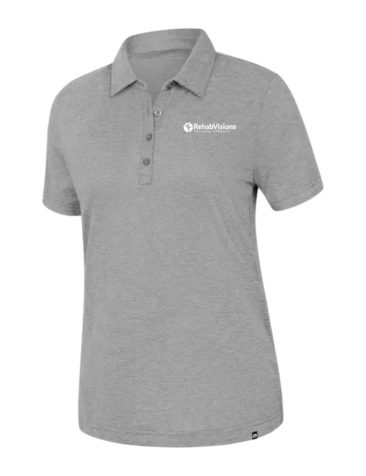 TravisMathew Womens Light Grey Heather Sunnyvale Polo w/RV Physical Therapy Logo