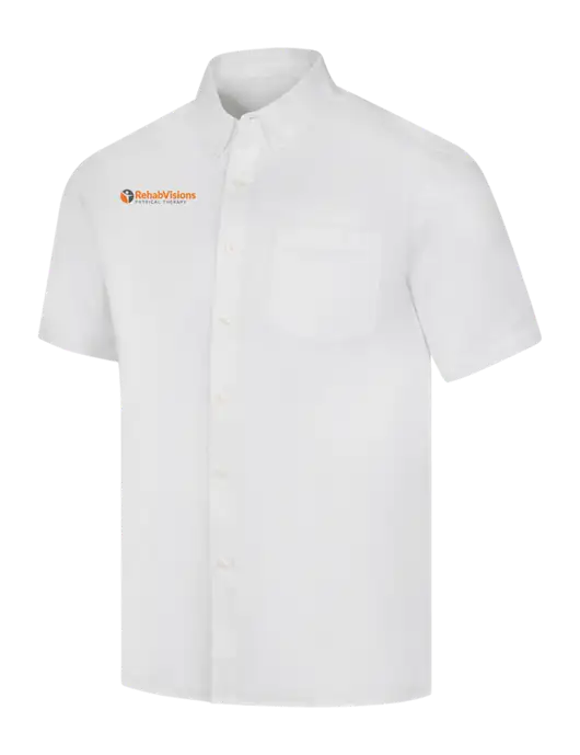Short Sleeve White Superpro React Twill Shirt w/RV Physical Therapy Logo