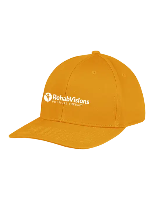 Premium Modern Structured Twill Yellow Gold Snapback Cap
 w/RV Physical Therapy Logo