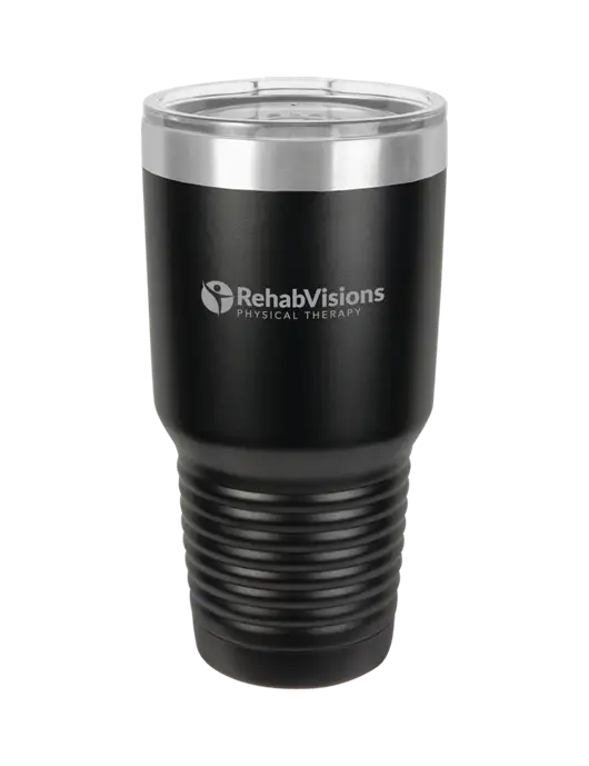 Polar Camel 30 oz Powder Coated Black Vacuum Insulated Tumbler w/RV Physical Therapy Logo