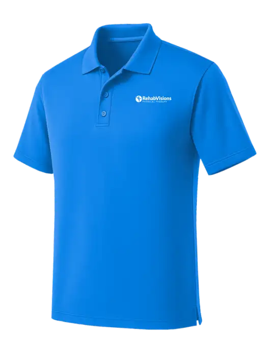 Light Royal Blue Dry Zone UV Micro Mesh Polo w/RV Physical Therapy Logo