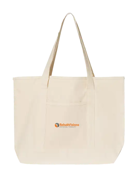 Natural Large Canvas Deluxe Tote w/RV Physical Therapy Logo