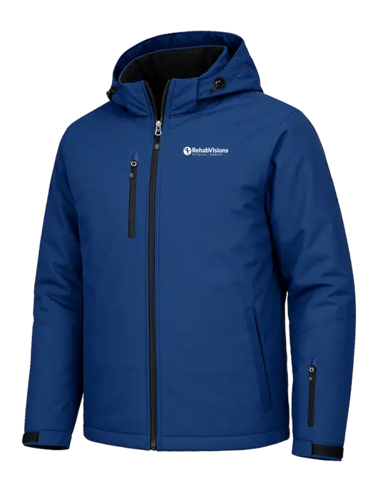 Cold Weather Vortex Royal/ Black Waterproof 3-in-1 Jacket with Detachable Hood w/RV Physical Therapy Logo, RV Physical Therapy Logo
