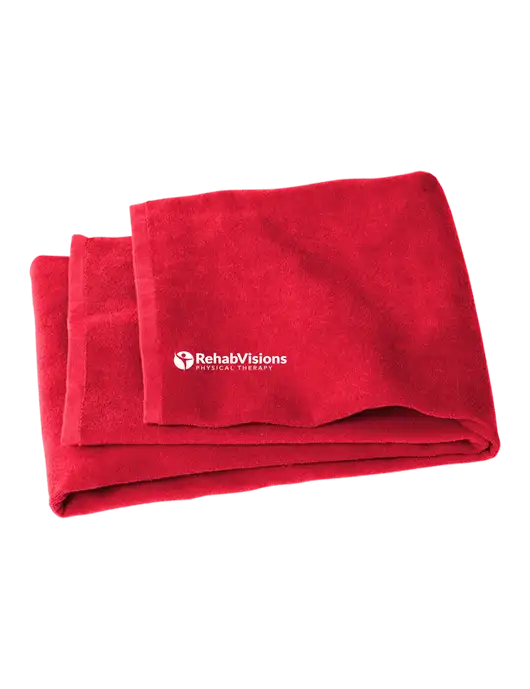 Red Beach Towel w/RV Physical Therapy Logo