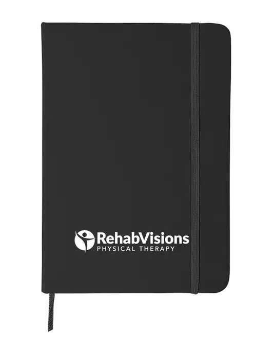 Black Comfort Touch Bound Journal 5" X 7" w/RV Physical Therapy Logo